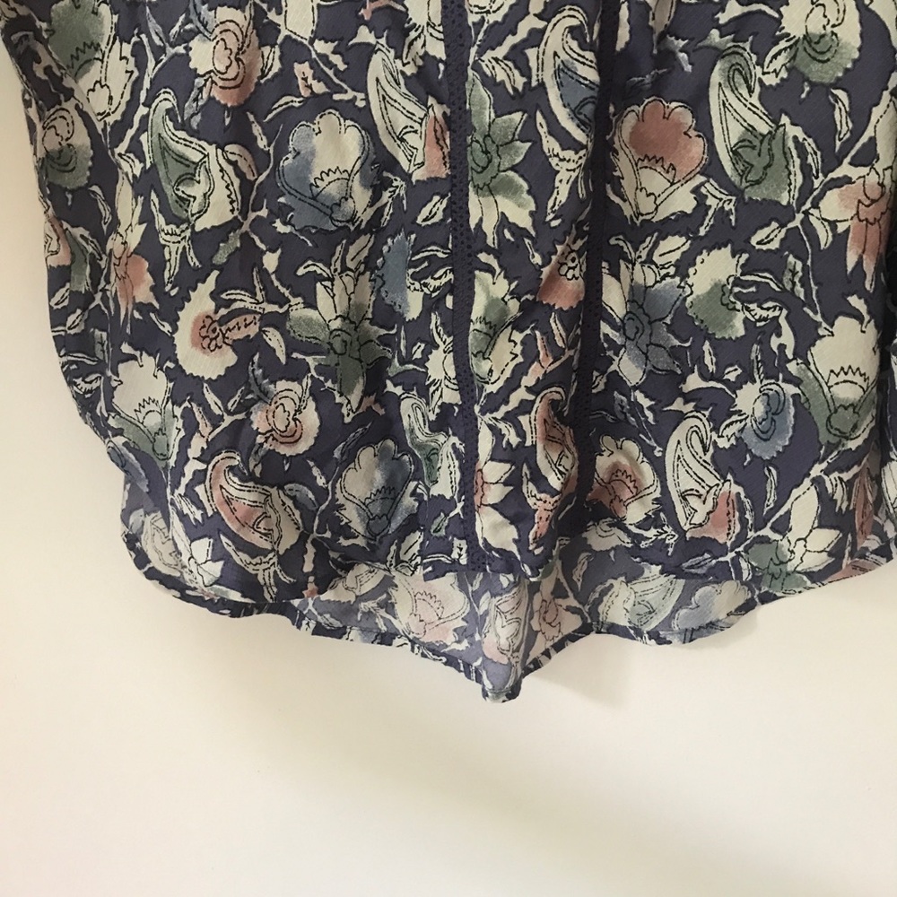 Lucky Brand Blue Painted Boho Floral Blouse Size Small - Picture 7 of 12